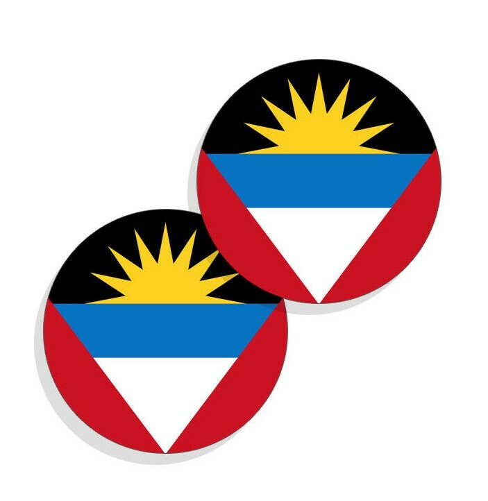 Antigua and Barbuda Flag Stickers Flag Decals Vinyl Indoor Outdoor Round 4pack