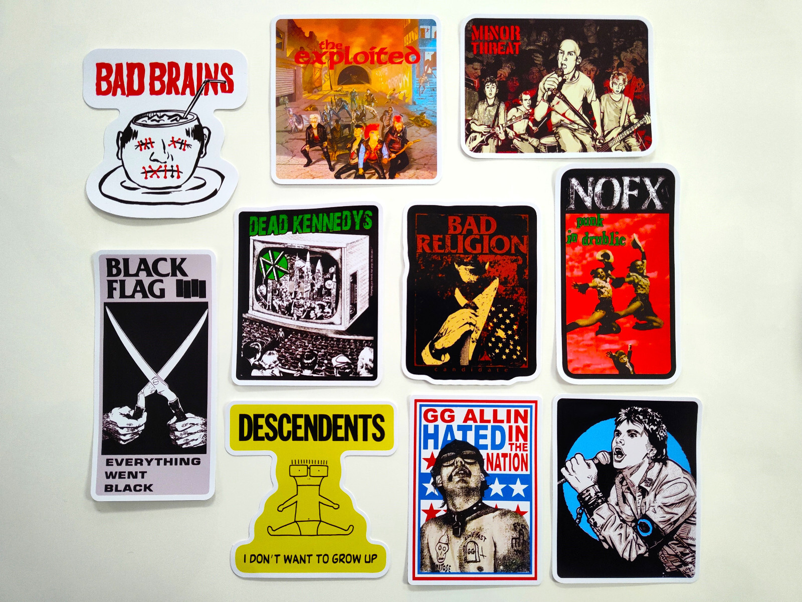 Punk Vinyl Sticker Lot (10 Stickers) SET 28 rock band crust hardcore ska emo oi!