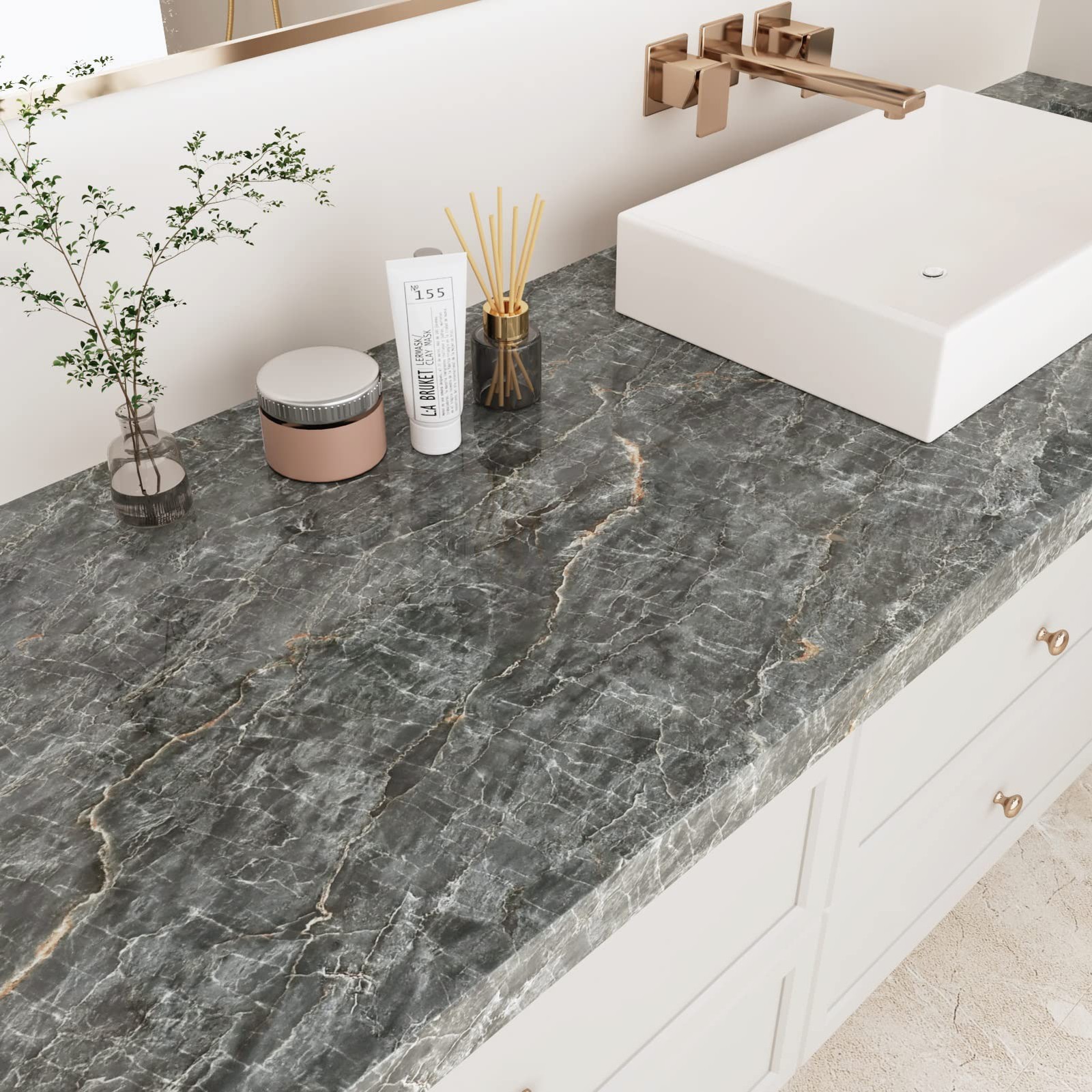 Grey Marble Contact Paper for Countertops Waterproof Marble Peel and Stick Wa…