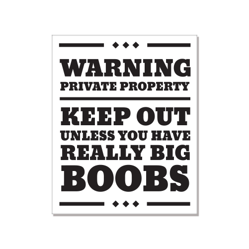 Warning Private Property Keep Out Boobs Funny car bumper sticker decal 5" x 4"