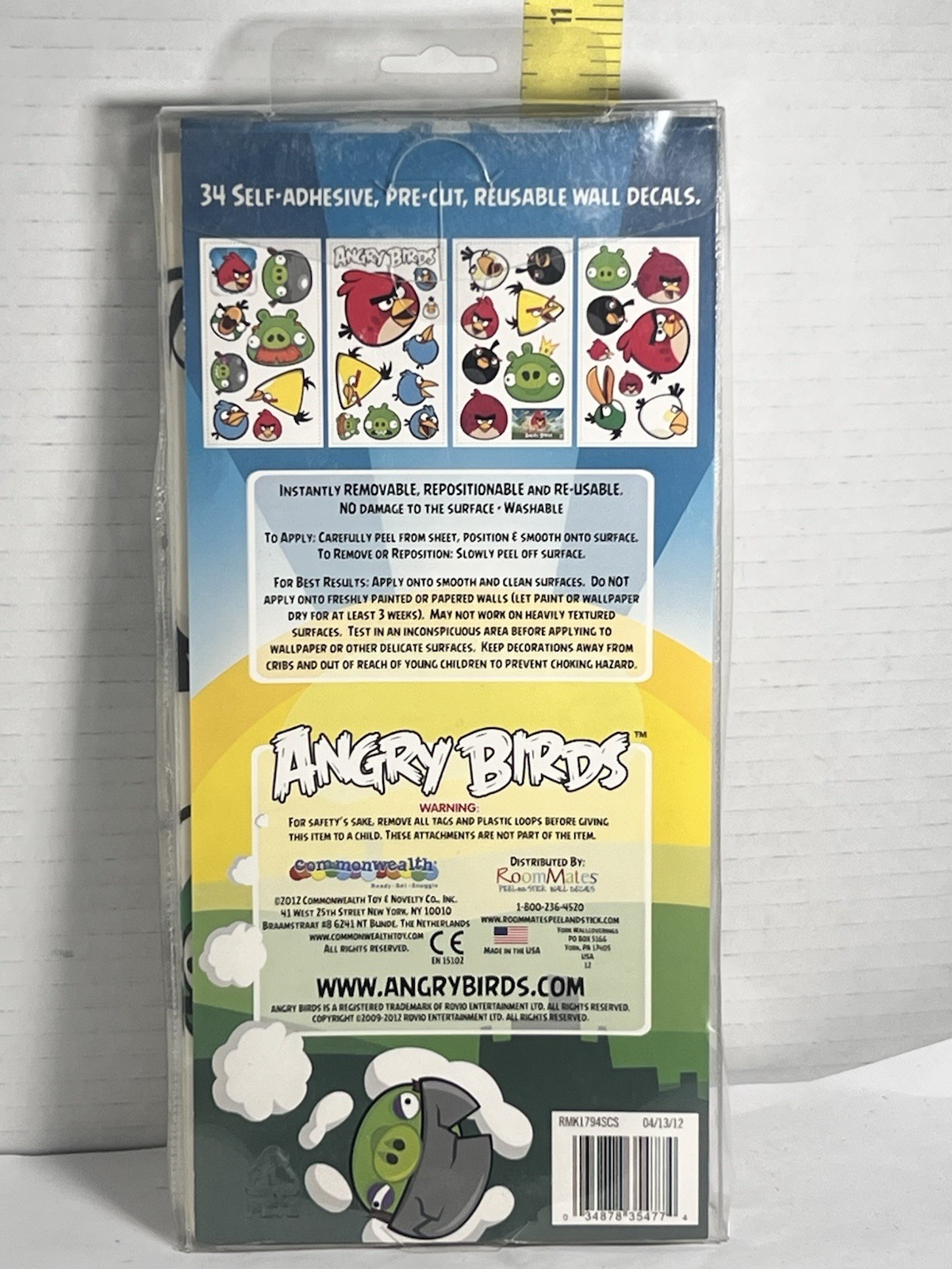 vintage angry birds sticker peel & stick decals 34 decals 2012