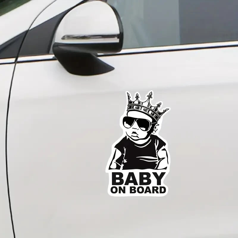 Funny Baby On Board Decal – 5"x8" – Safety Sign for Vehicle Window