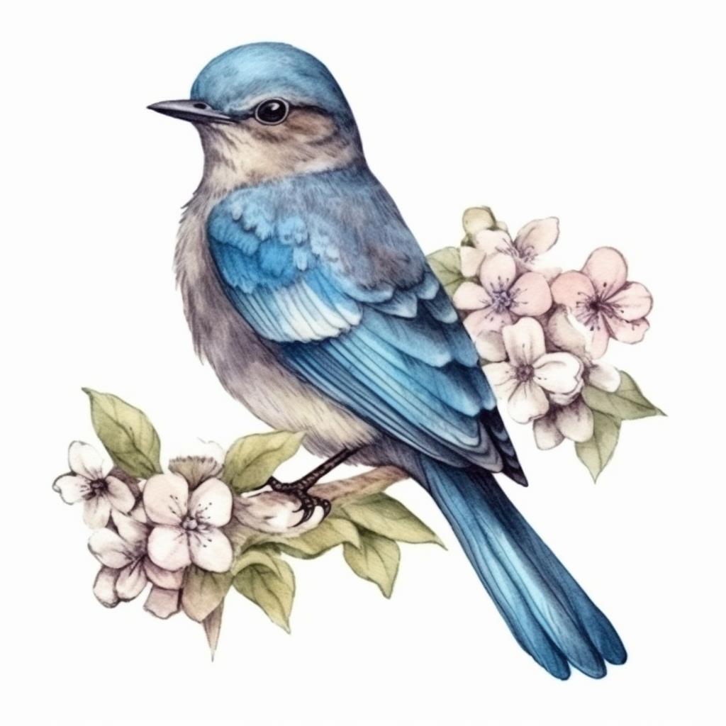 Idaho Mountain Bluebird bird Syringa flower Vinyl Decal Sticker for Car, Laptop