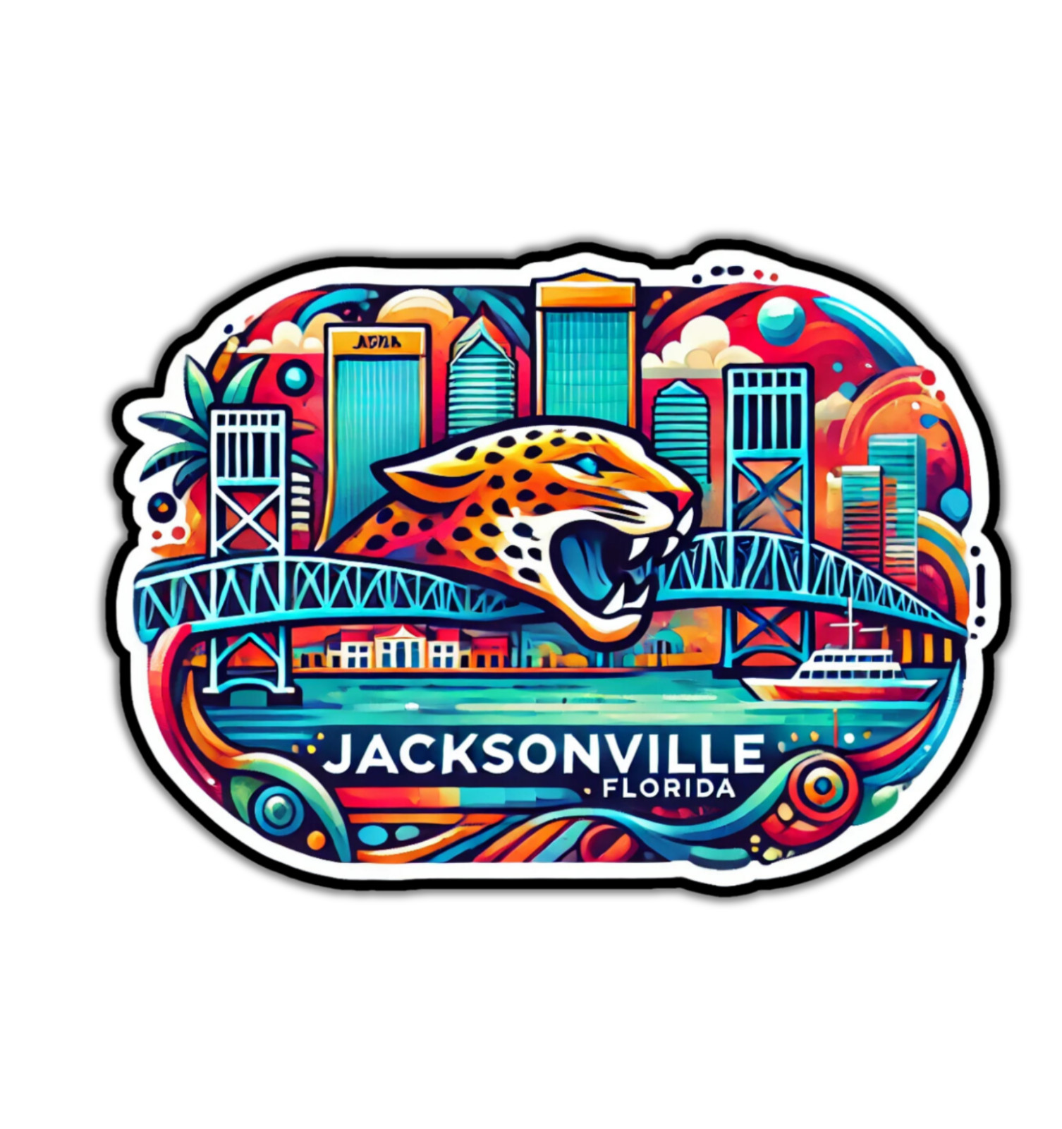 Jacksonville Florida Fridge Magnet or Laptop Sticker