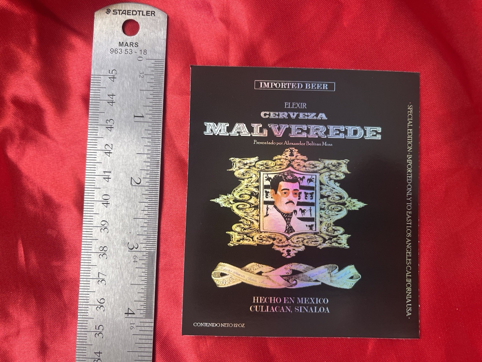 Malverde Beer Bottle Sticker Label Mexico Brewery