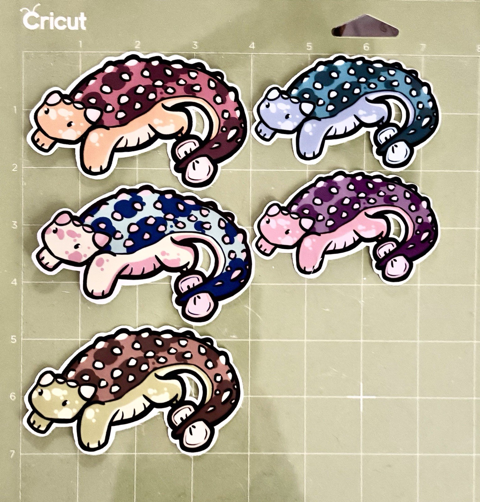 Dinosaur Ankylosaurus Homemade Waterproof Vinyl Sticker Five Pack