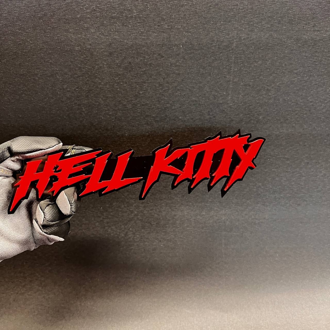 1x HELL KITTY Custom Text 3D Acrylic Car Emblem Badge Multicolor Fender Decal