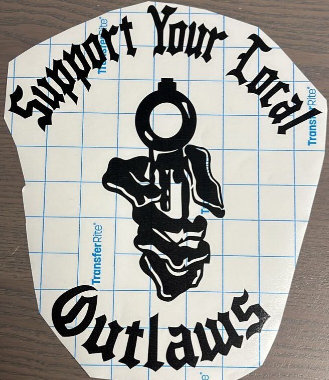 10" Support your local Outlaws Biker black & white Motorcycle Bike decal