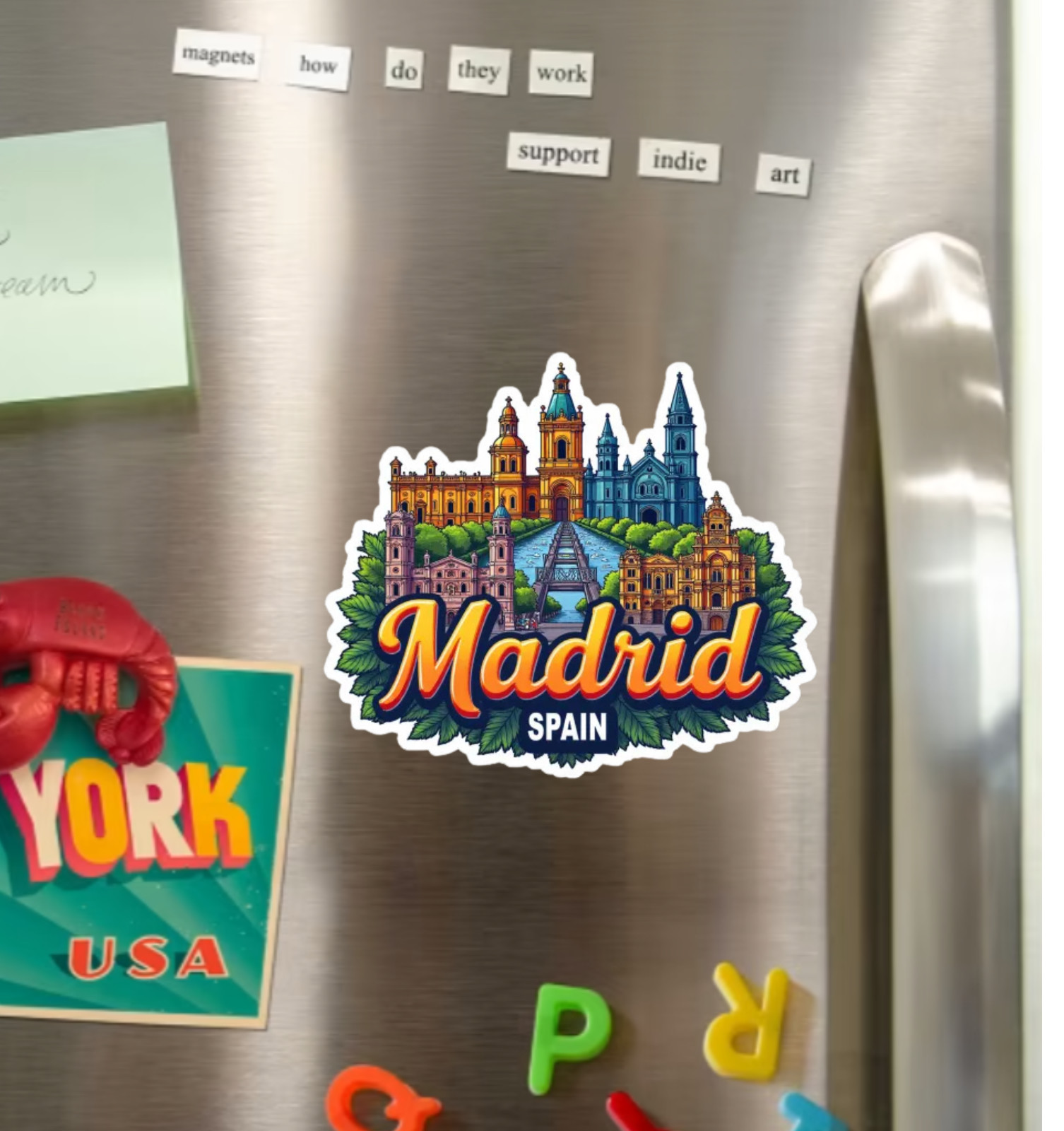 Madrid Spain Fridge Magnet or Laptop Sticker