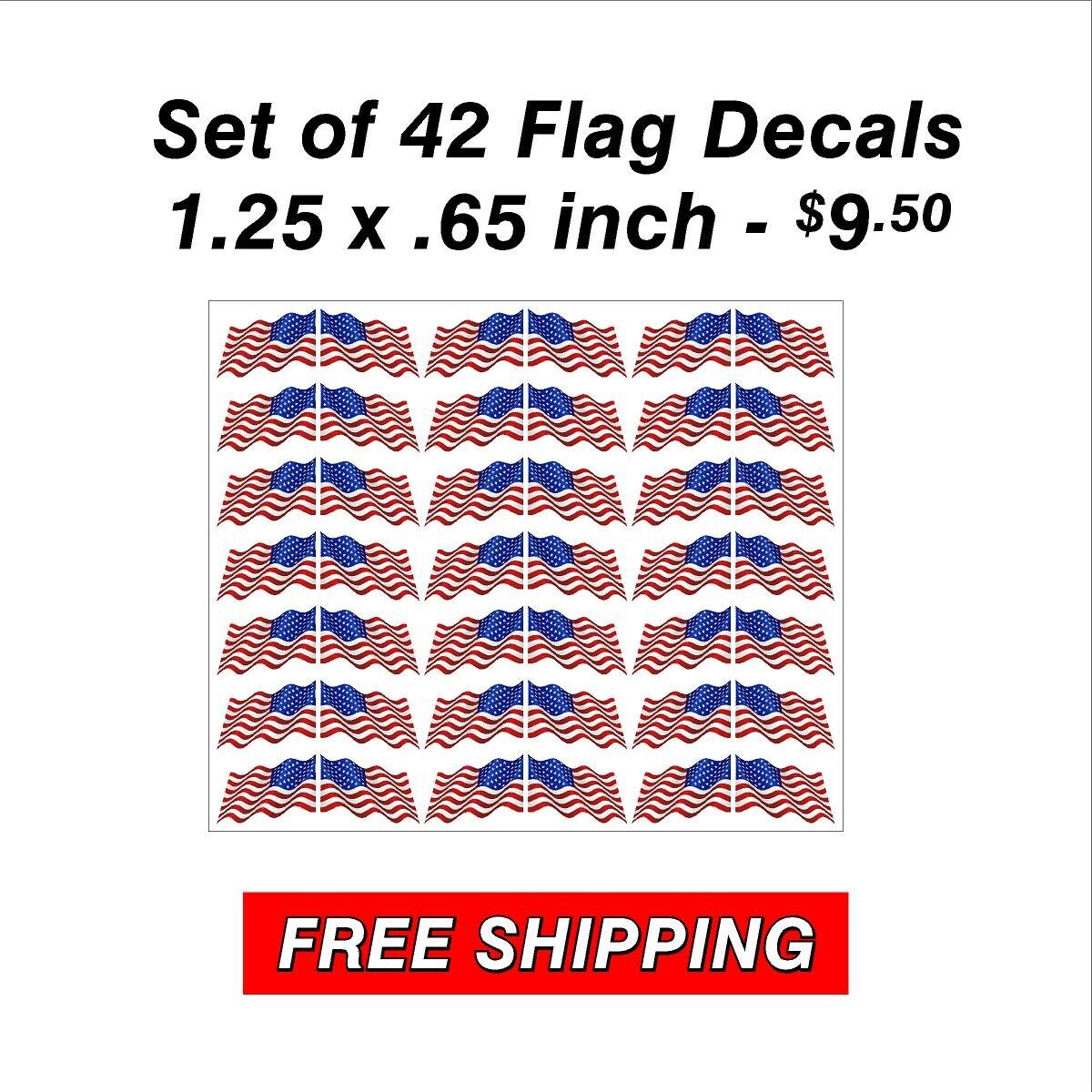 Set of Right and Left Waving American Flag Stickers