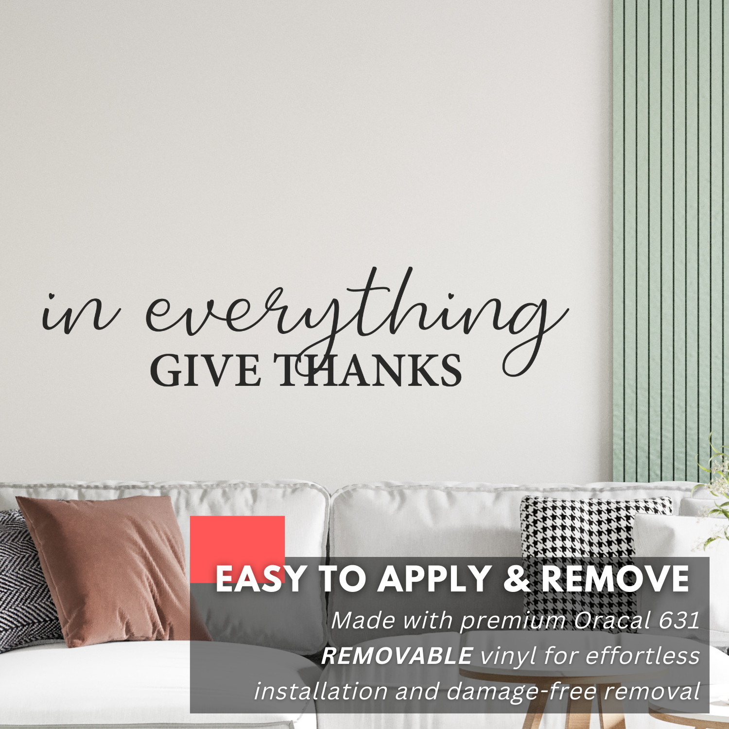 Inspirational Wall Decal Quote – In Everything Give Thanks – Motivational Decor