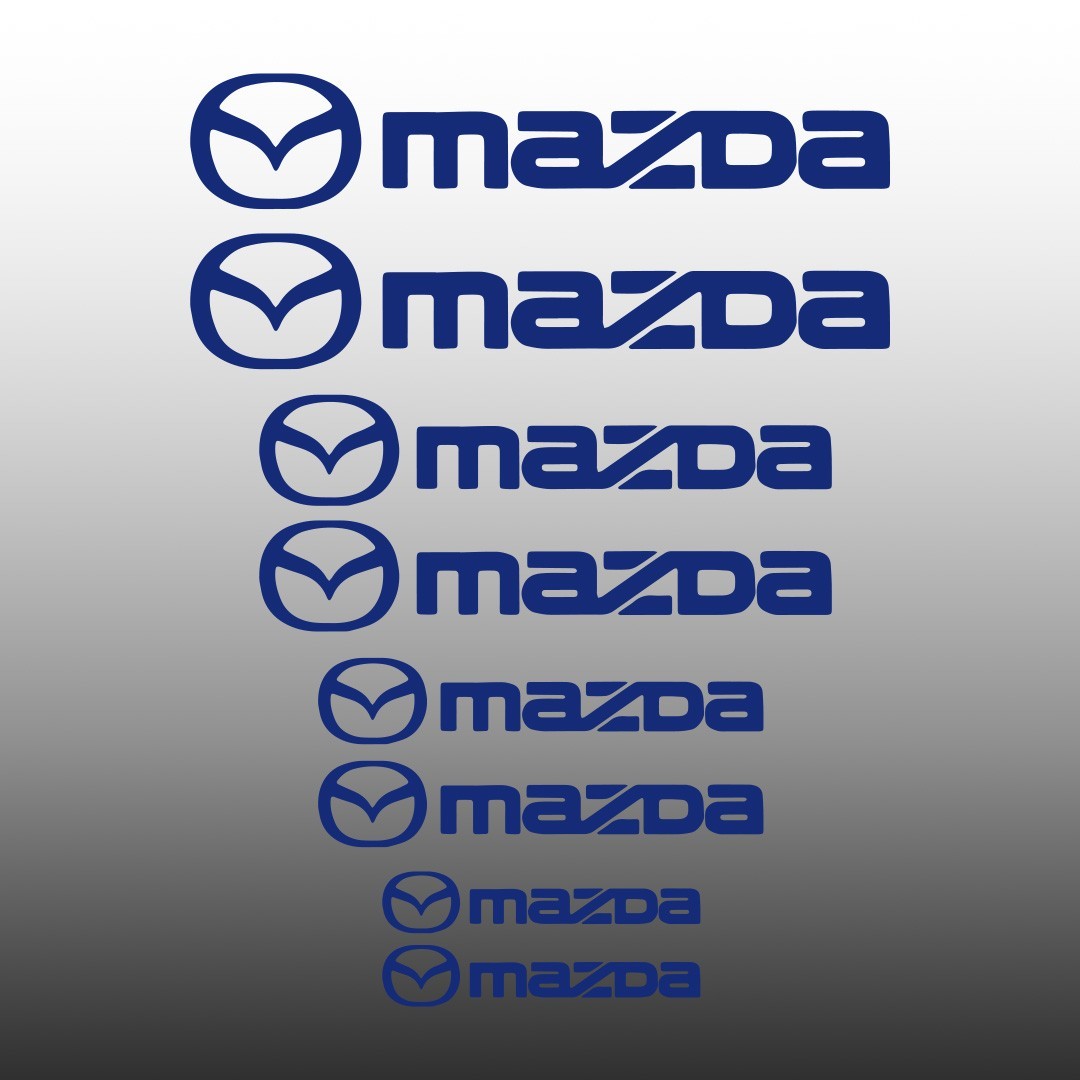 Mazda w Logo Brake Caliper Decal Stickers Set of 8 Vinyl Heat Resistant