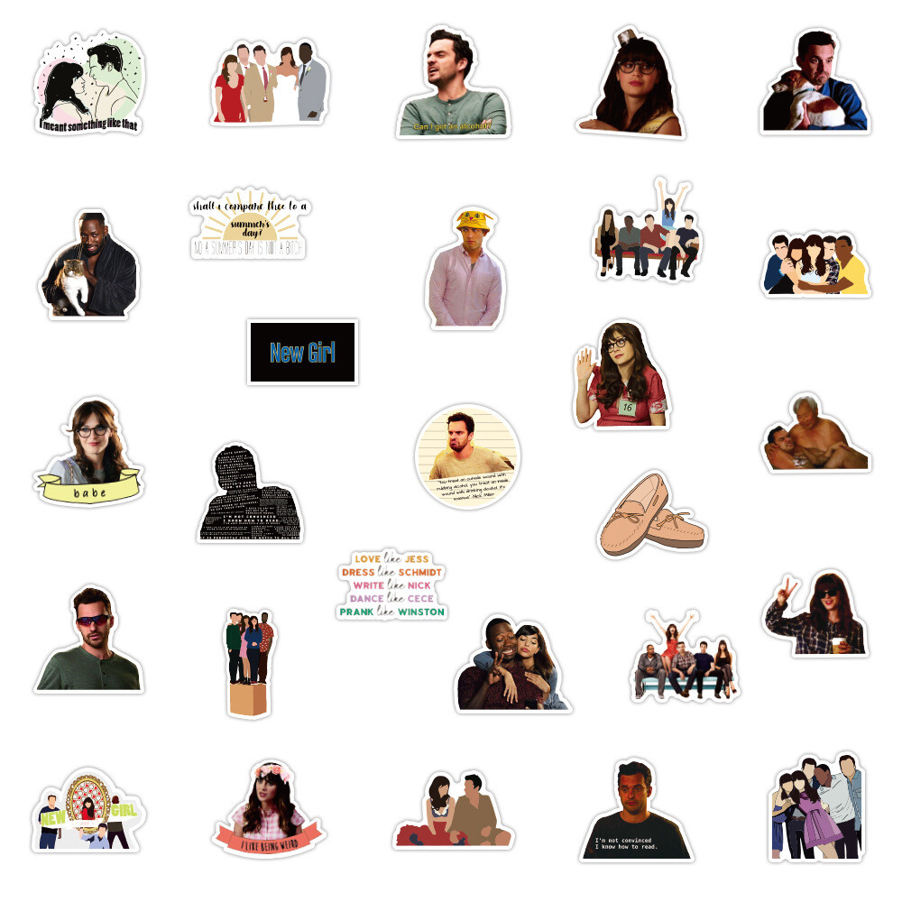 100Pcs New Girl TV series Sticker for Teens Girls Scrapbooking Water Bottles
