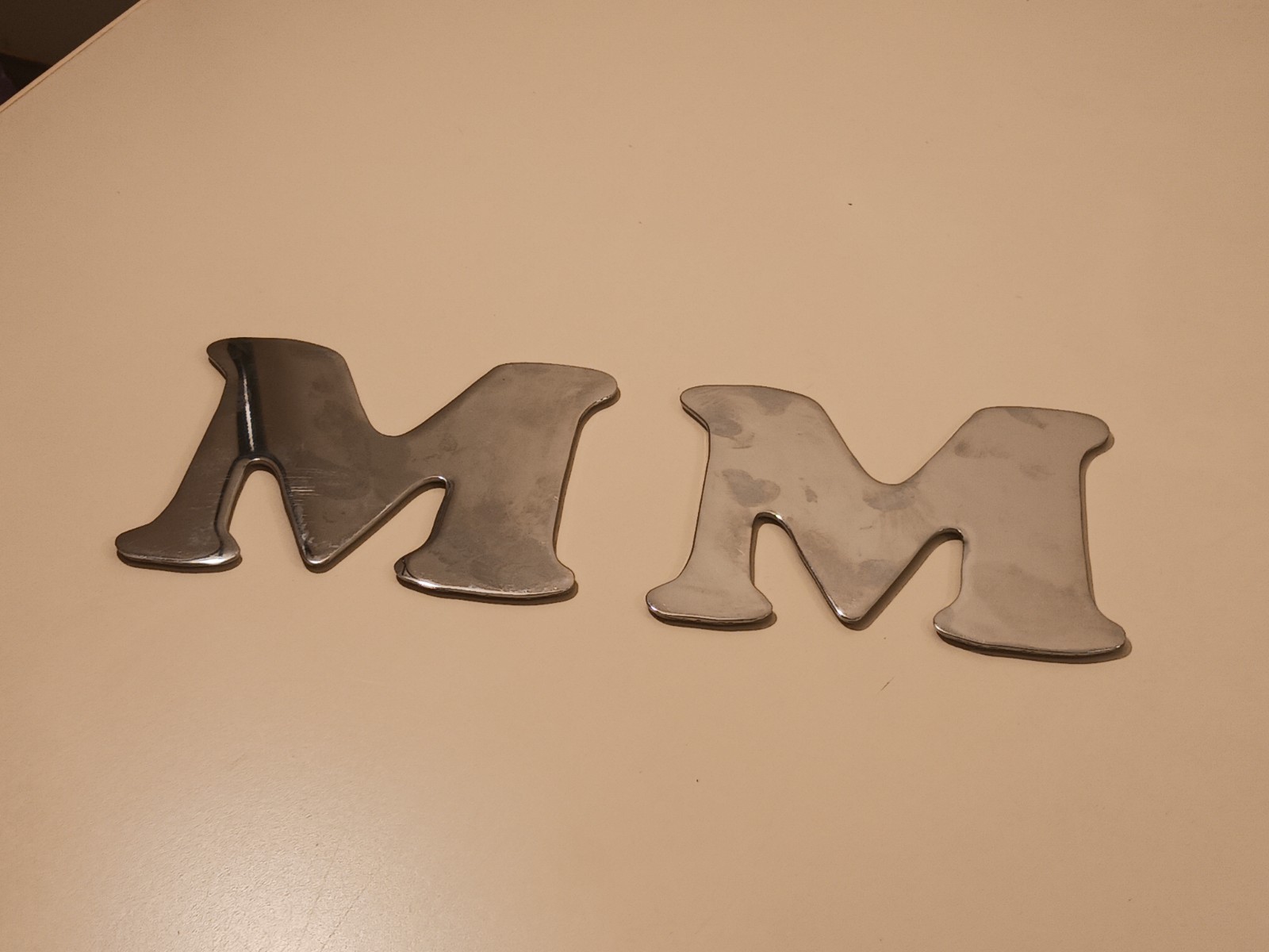 "M" Crome Letter 2X Acrylic Mirror Decal Peel & Stick Shatterproof Wall Decor