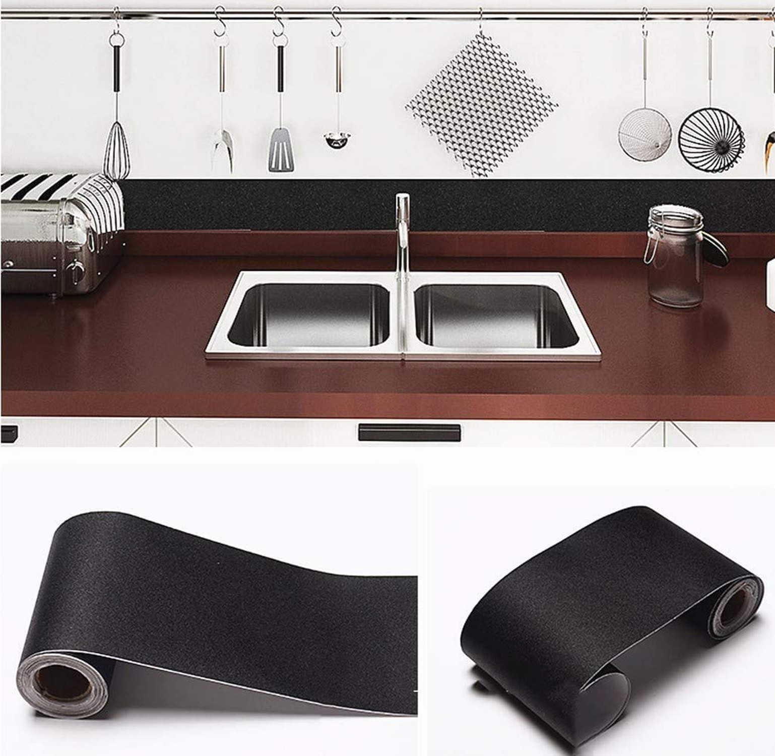 Simplemuji Black Matte Wallpaper Border Peel Stick Home Ceiling Decorative Bo…