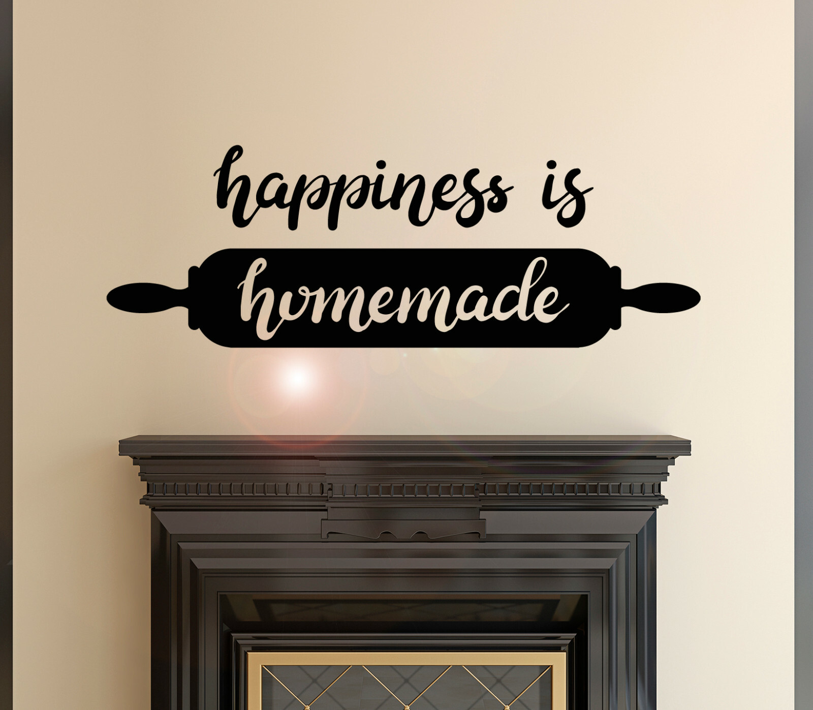 Vinyl Wall Decal Happiness Is Homemade Quote Stickers 28.5 in x 10 in gz029
