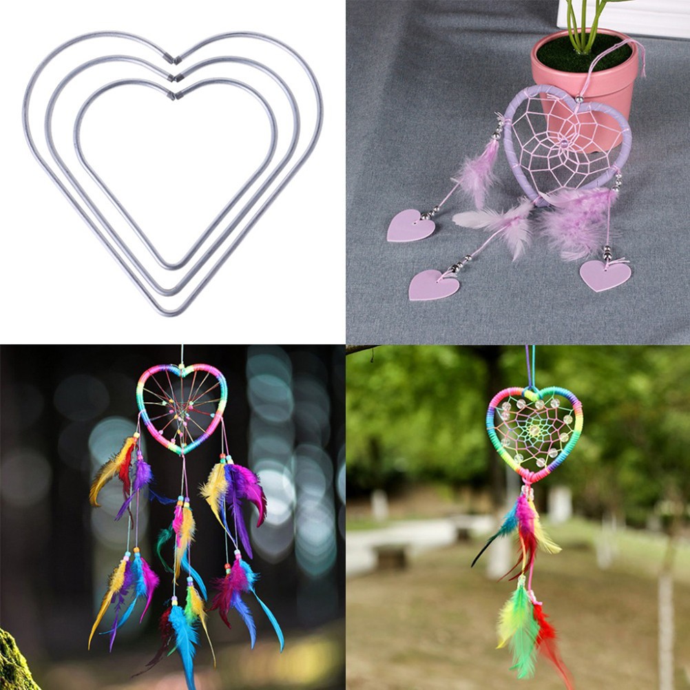3 Pcs Metal Rings for Crafts Women Accessories DIY Dreamcatcher Heart Shaped