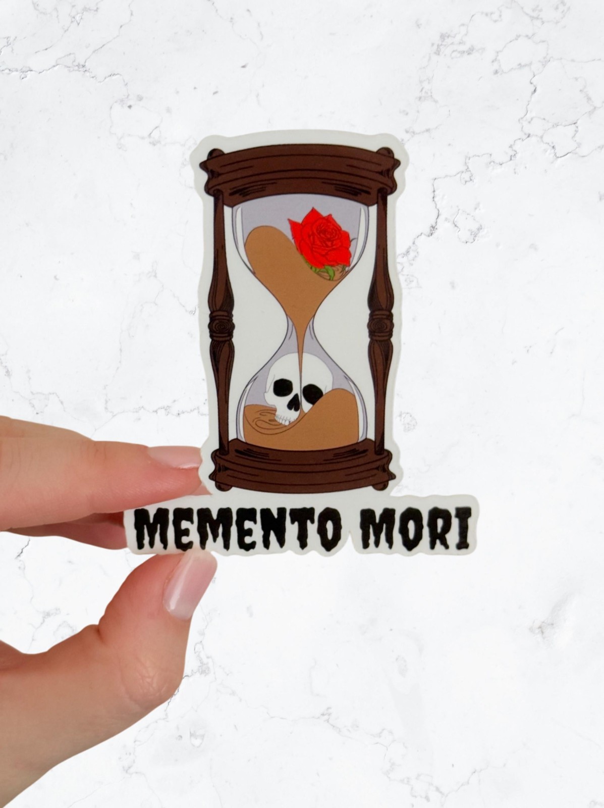 Memento Mori Vinyl Sticker – Gothic Hourglass Sticker