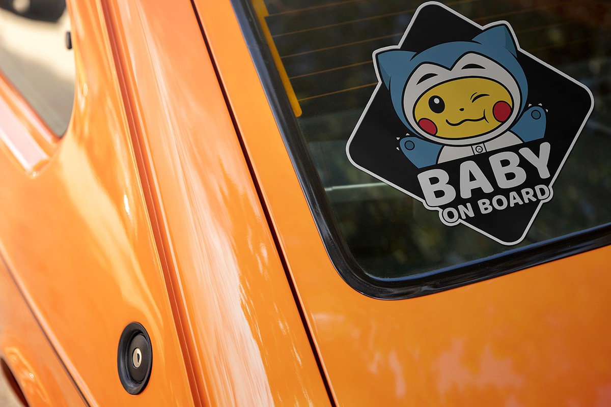 Pikachu in Snorlax Suit Decal | Cute Pokémon Baby on Board Car Sticker | Anime