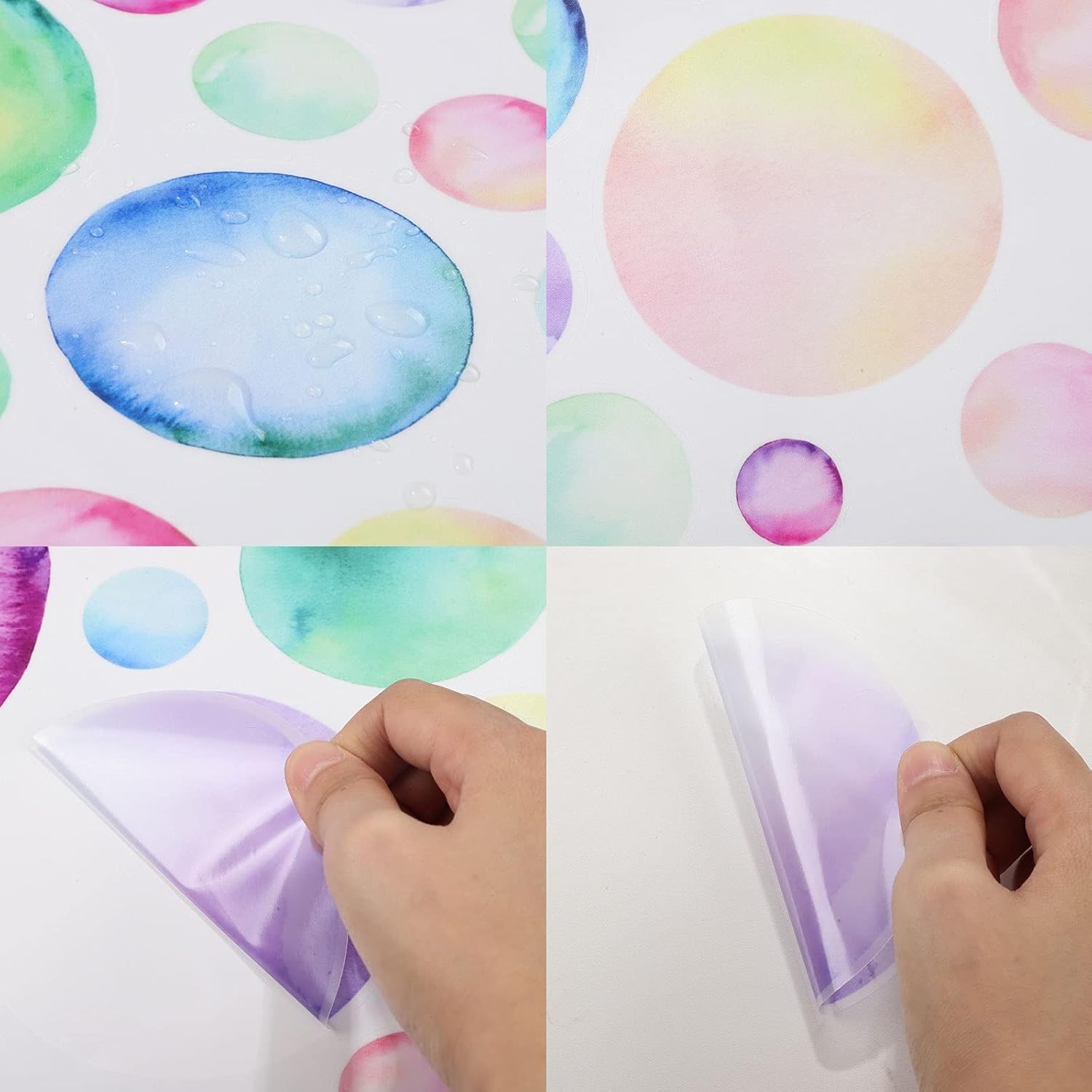150 Pieces Large Polka Dot Wall Decals Watercolor Dots Wall Stickers Rainbow Col