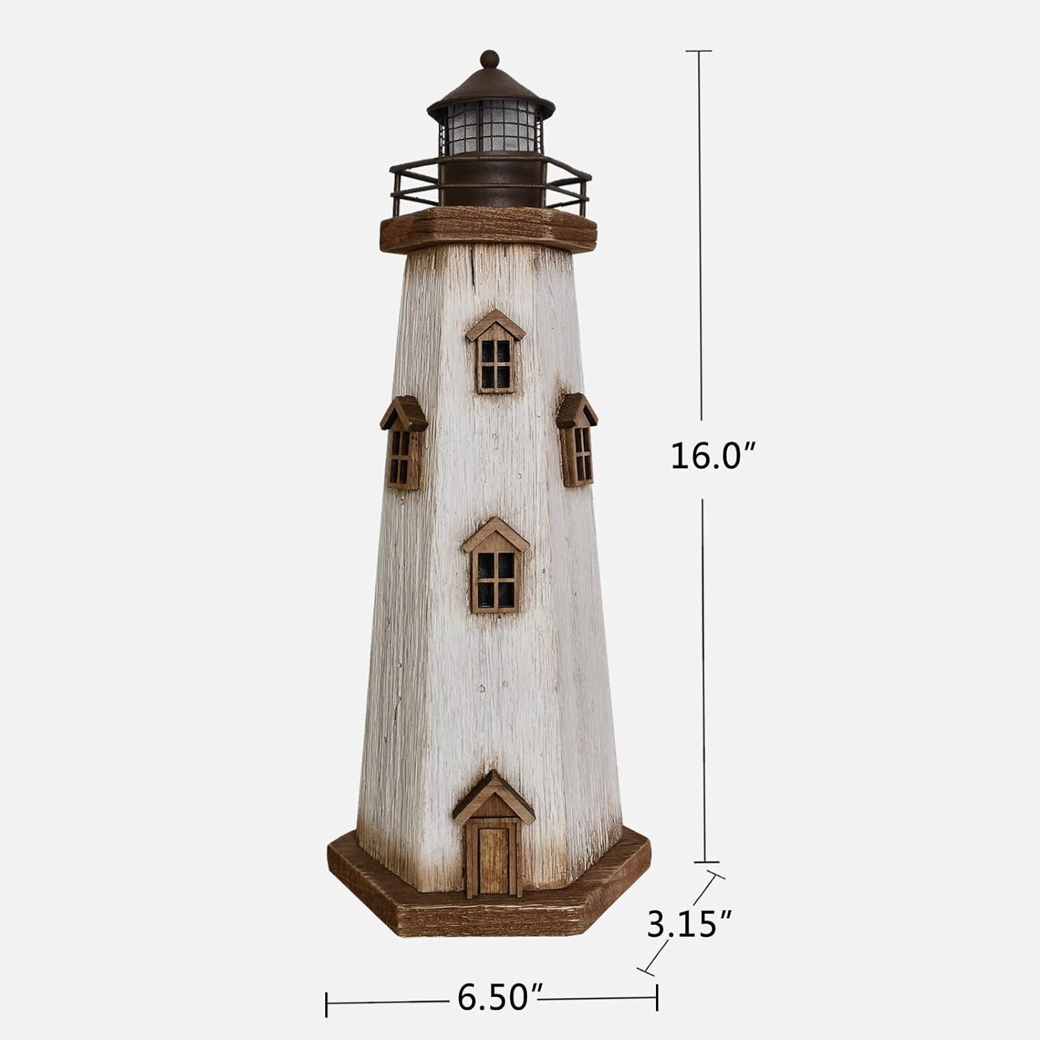 Wooden Lighthouse with Lights Nautical Tabletop Figurine
