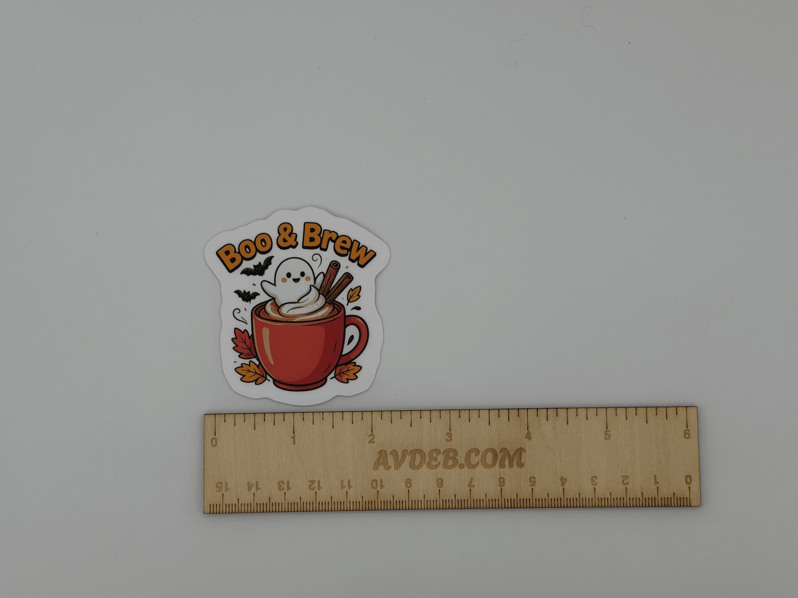 Vinyl Ghost Coffee Cup Sticker – Boo & Brew Halloween Die Cut Laptop Decal