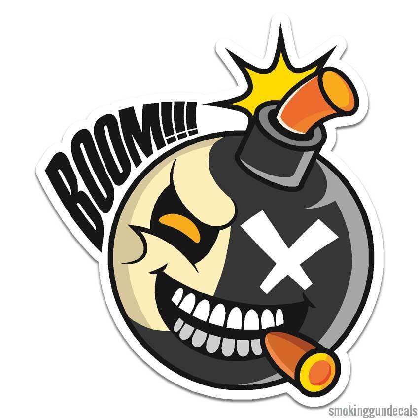 Cartoon Bomb Boom!, Vinyl Decal Sticker, Indoor Outdoor, 3 Sizes, #12029