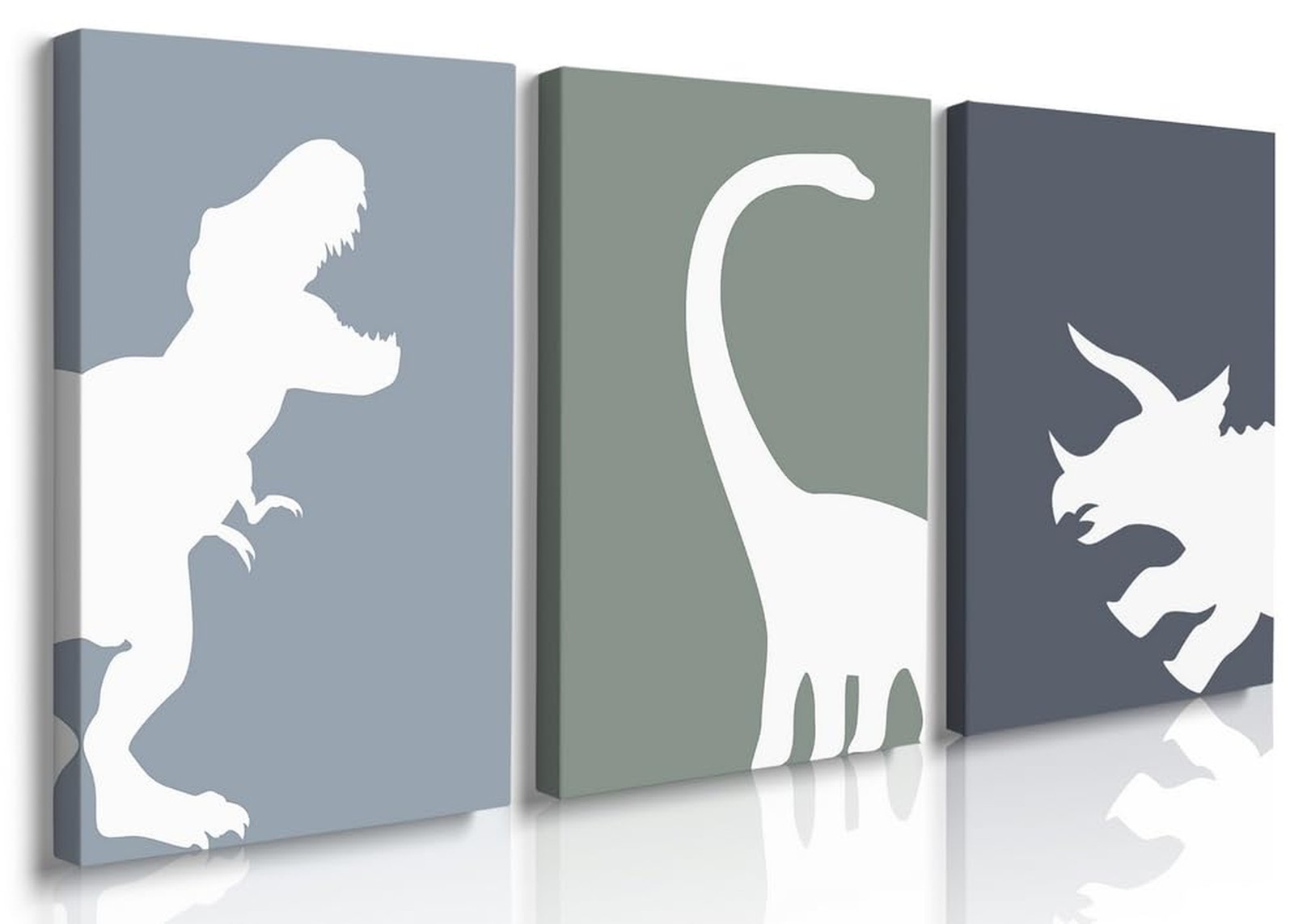 GUBIYU Dinosaur Wall Decor T-Rex Art – Framed Canvas Wall Art Set of 3, Boys …