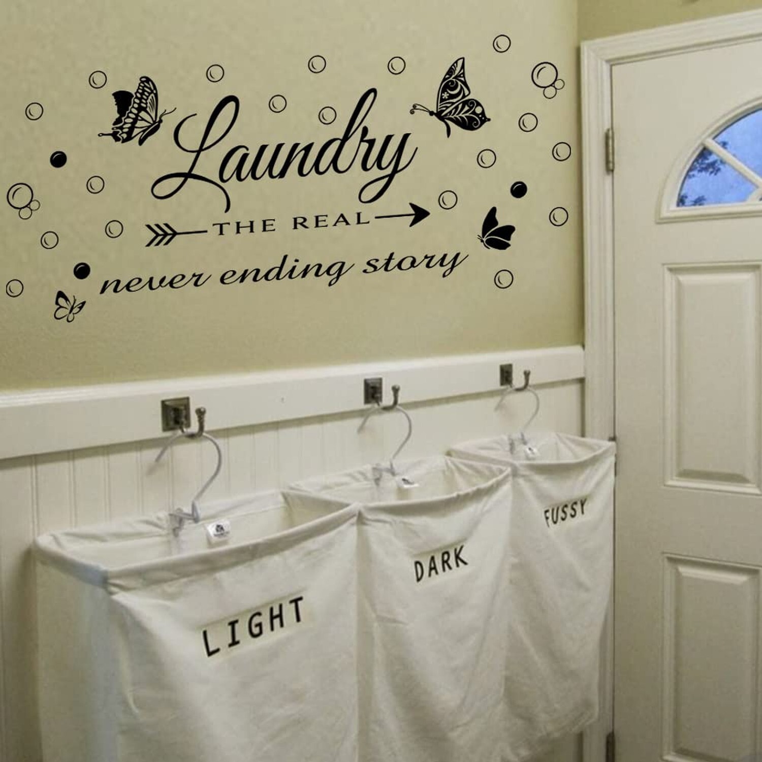 2 Sheets Wall Stickers Laundry Room Vinyl Wall Decal Wash Dry Vinyl Laundry S…