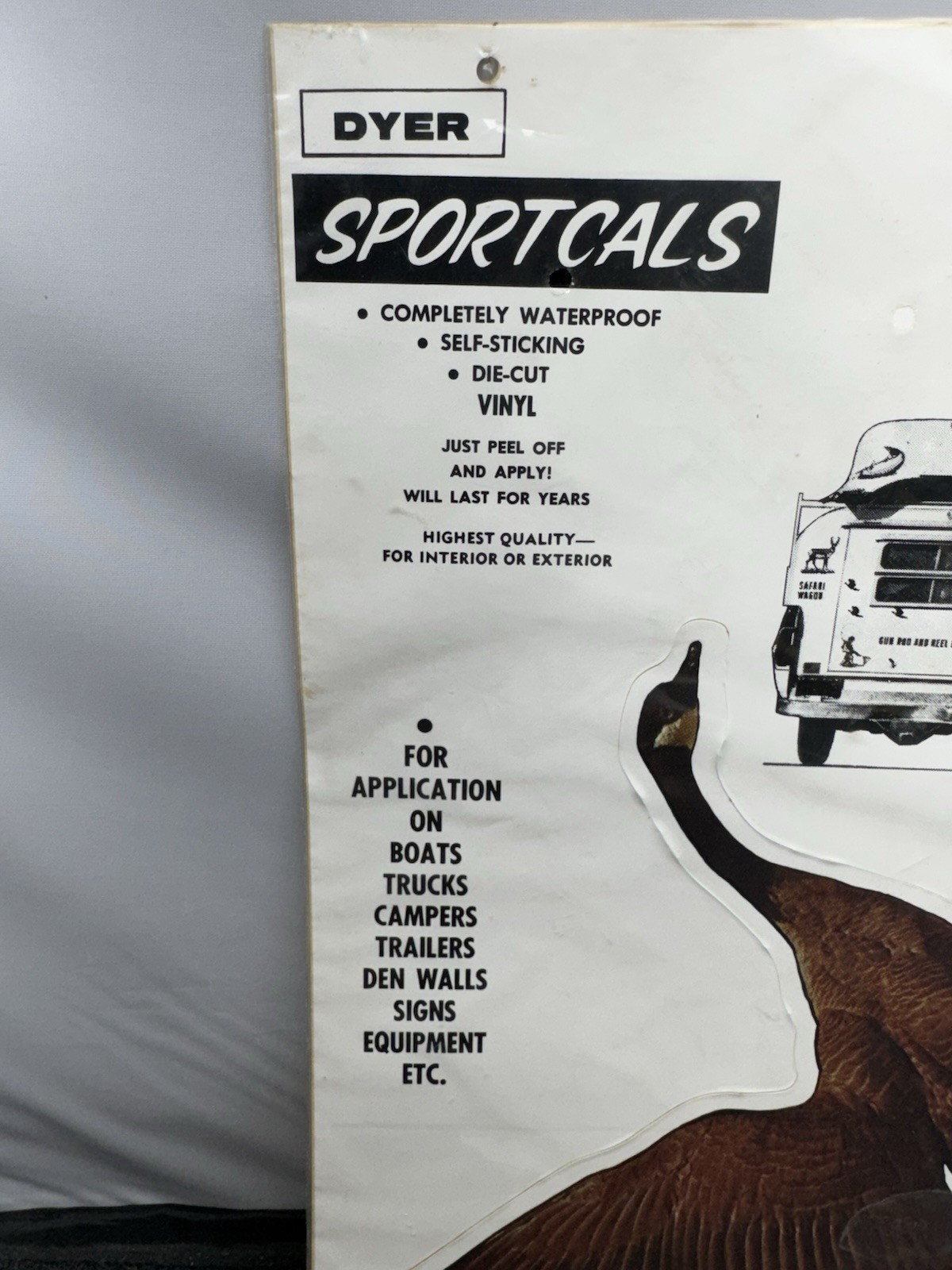 Vintage 12" Dyer Sportcals Hunting Canadian Goose T-86L Vinyl Boat Truck Sticker