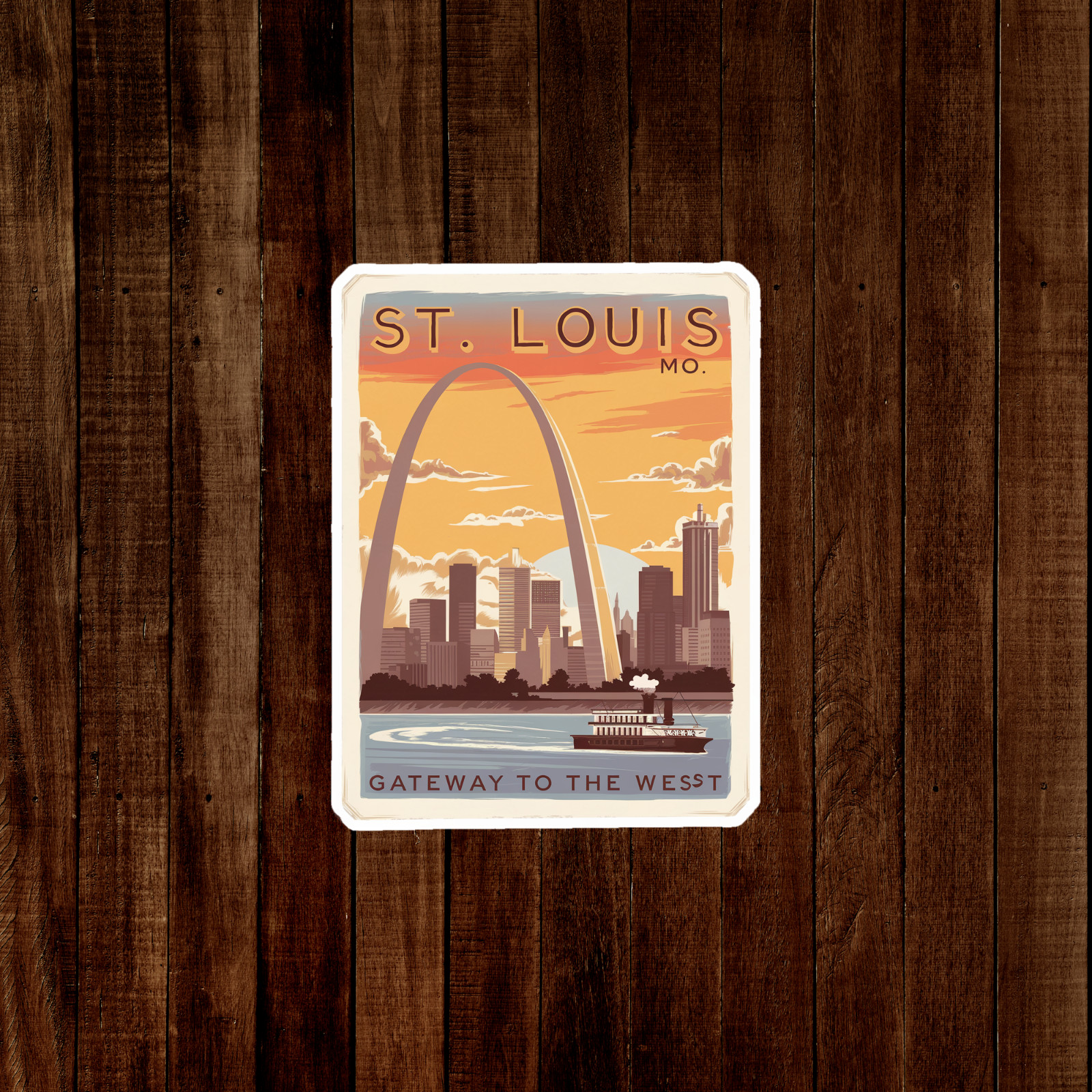 Vintage St. Louis Missouri Travel sticker – Retro Gateway Arch Scene Sticker #31