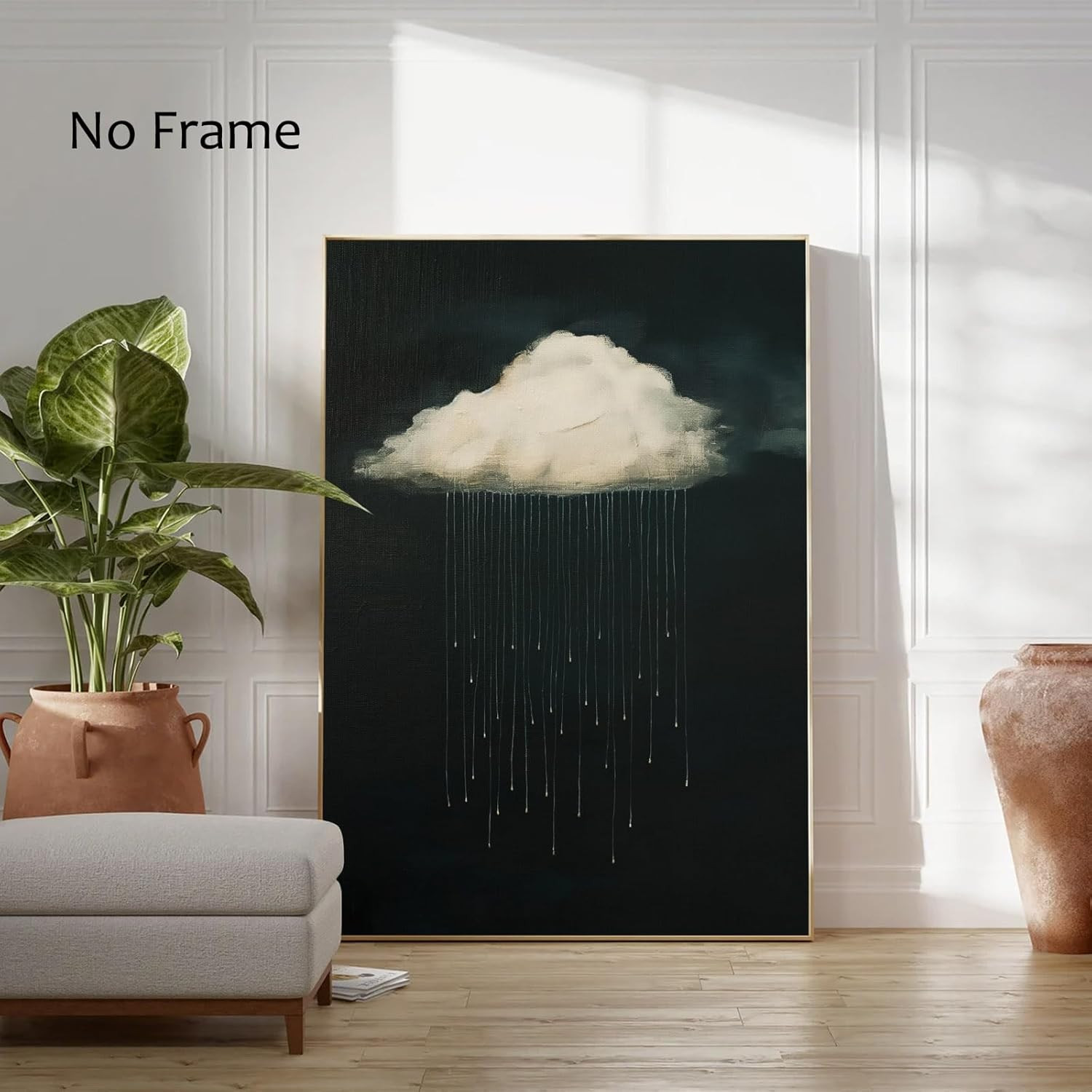 Black and White Cloud Wall Art Vintage Rain Cloud Pictures Dark Clouds Painting