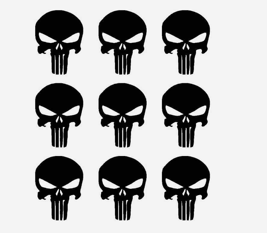 The Punisher Skull Vinyl Decals Laptop Phone Helmet Gun Mag Stickers Sets