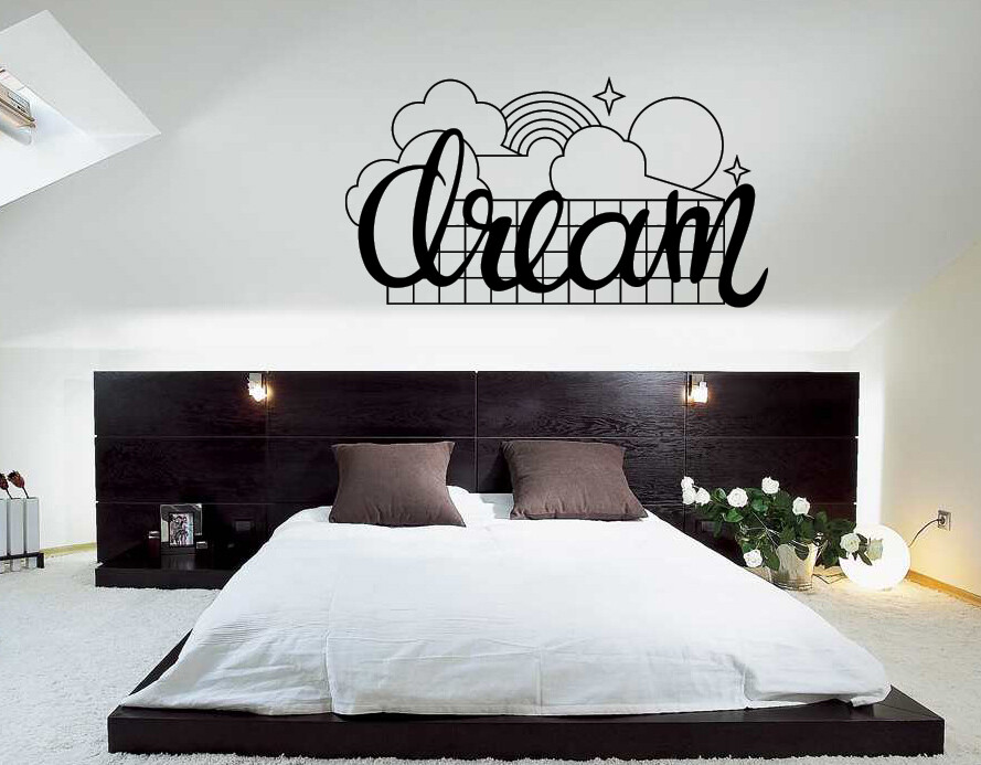 Wall Decal Dream Words Cloud Sun Rainbow Stars Home Living Vinyl Stickers n1015