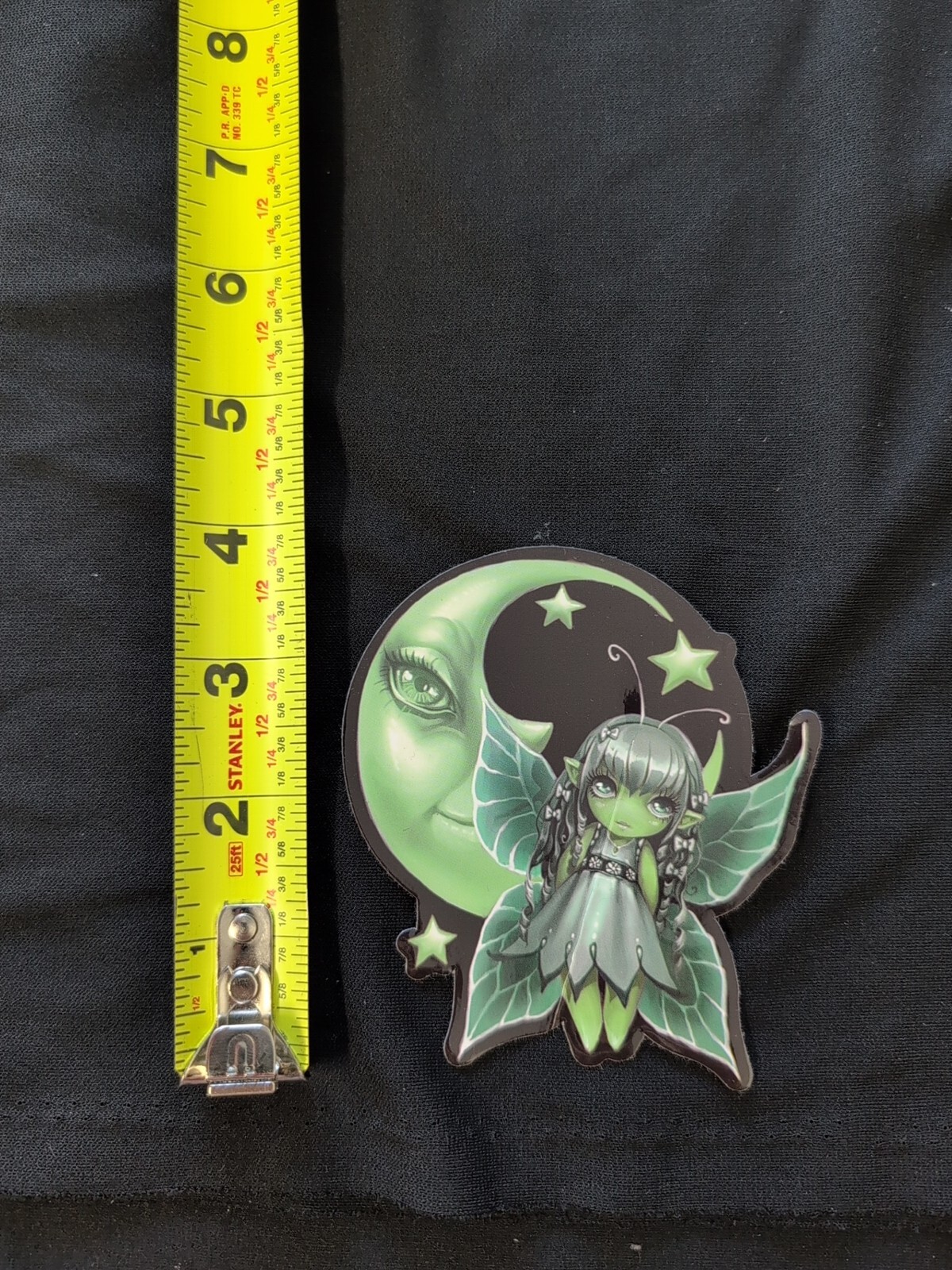 Green Butterfly Garden Fairy & Crested Moon Bumper Sticker Vinyl Decal 4”x 3.5”