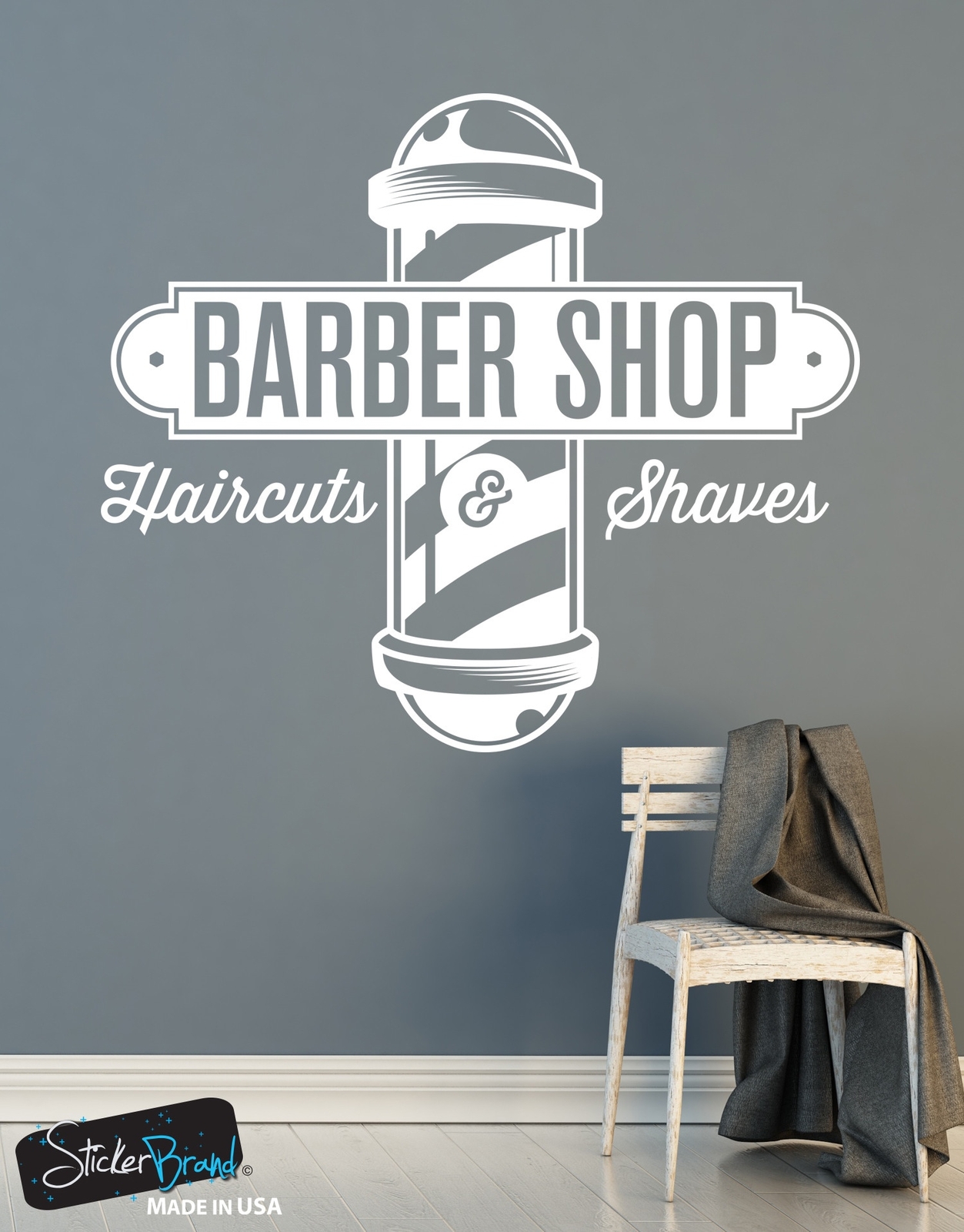 Barbershop Sign Haircuts and Shaves Vinyl Wall Decal Sticker #6066