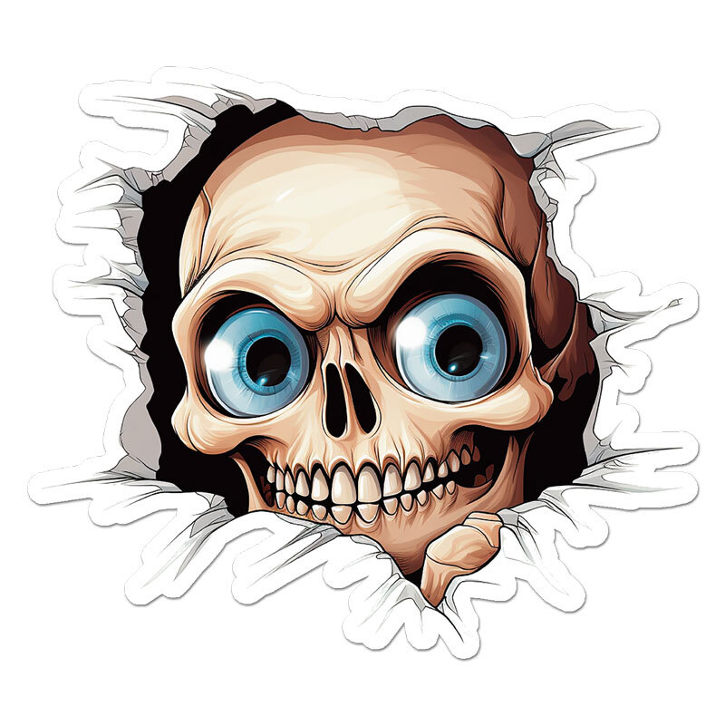 Skull Peeking, Vinyl Decal Sticker, Indoor Outdoor, 3 Sizes, #11987