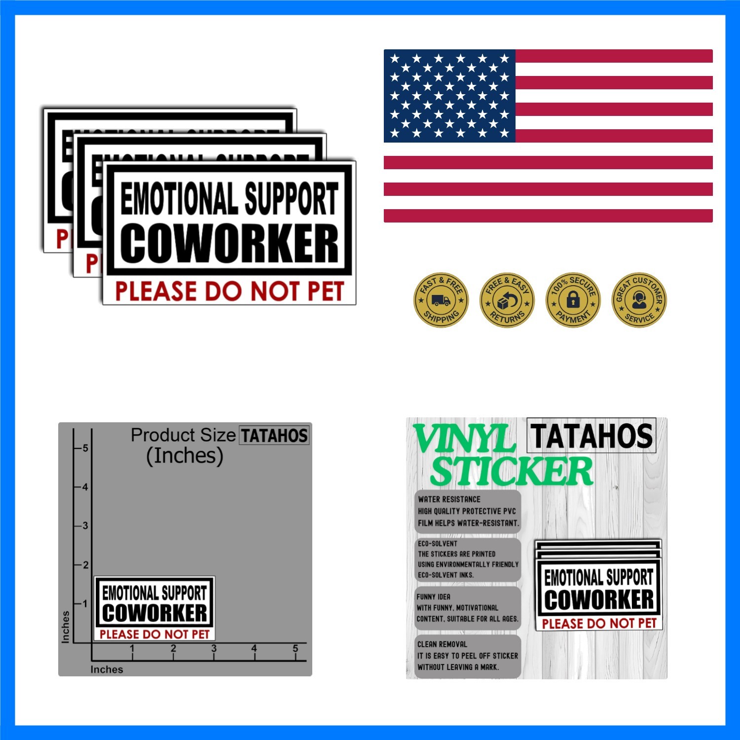 3Pcs Emotional Support Coworker Sticker – Funny Workplace Humor Vinyl Decal –…