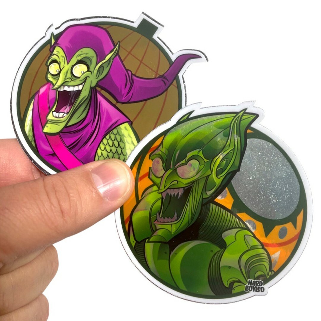 SPIDER-MAN: GREEN GOBLIN 2-STICKER SET 3" Metallic Vinyl Sticker – FREE SHIPPING