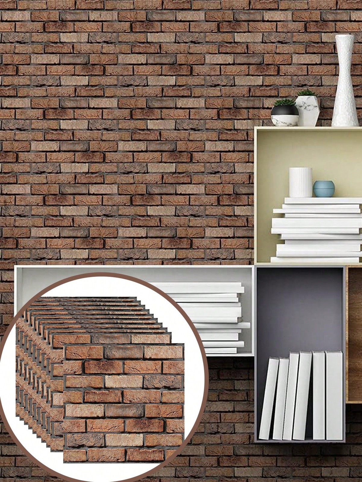 10PCS 3D Brick Wall Stickers Waterproof Wall Panels Peel And Stick Self Adhesive