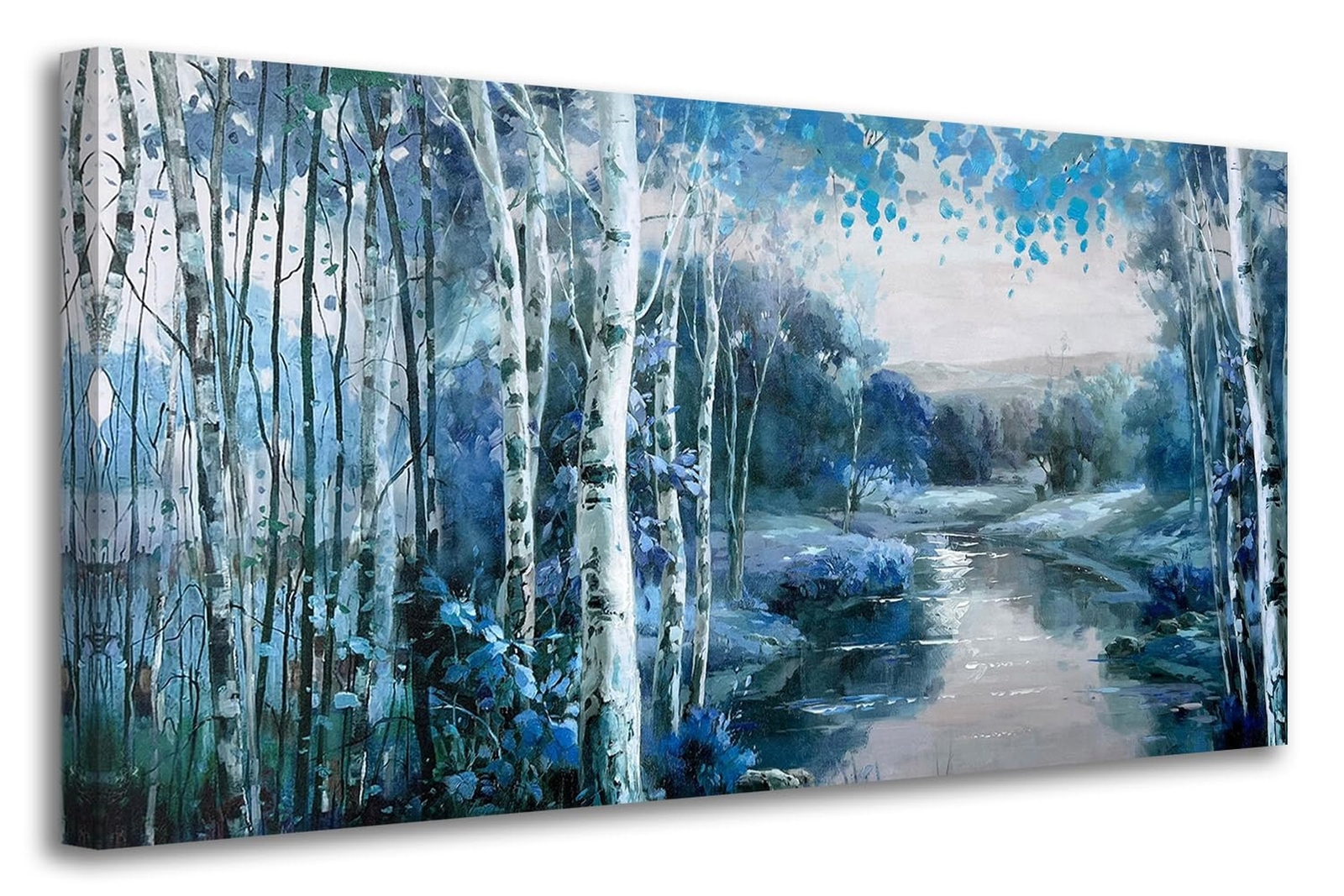 Arjun Forest Landscape Wall Art Canvas Foggy Nature Painting Indigo Scenery T…