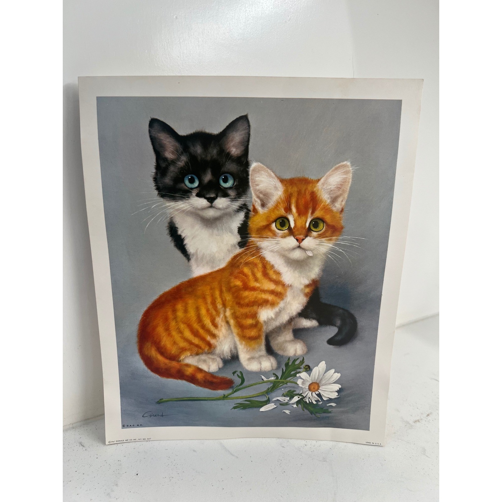 Litho Kittens DAC NY Published for Art Treasures Vintage 1967 Signed Girard