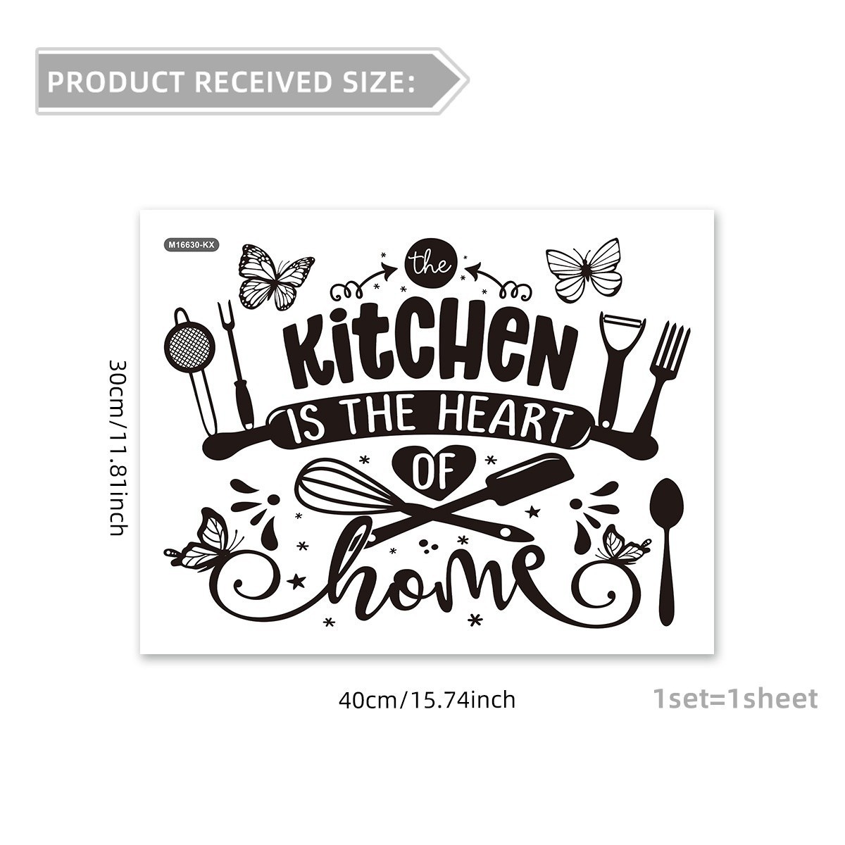 Kitchen Wall Sticker Black White Silhouette PVC for Home and Commercial Use