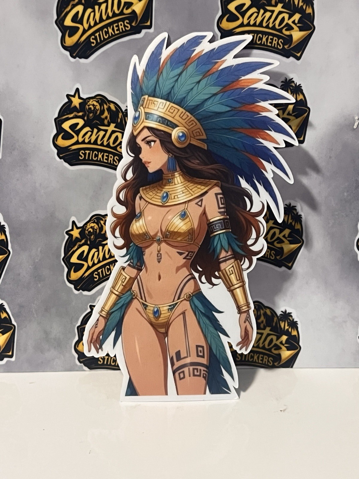 Aztec Warrior girl vinyl sticker, vinyl sticker Mexico sticker