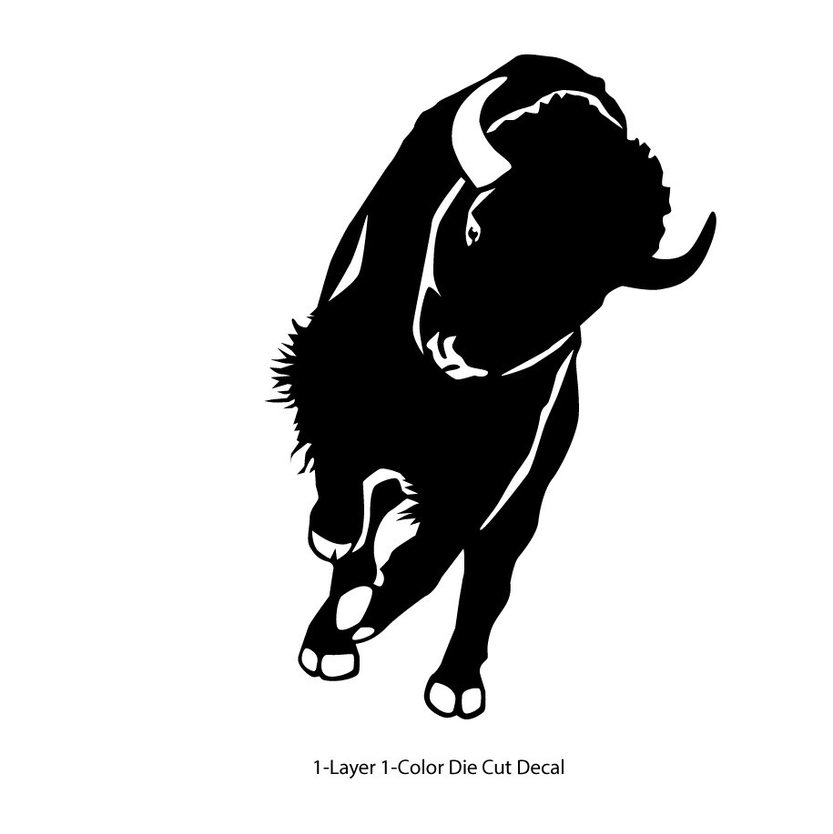 Bison Ox Charging 6 Prairie Run White or Black Decal 6Yrs Outdoor Vinyl Sticker
