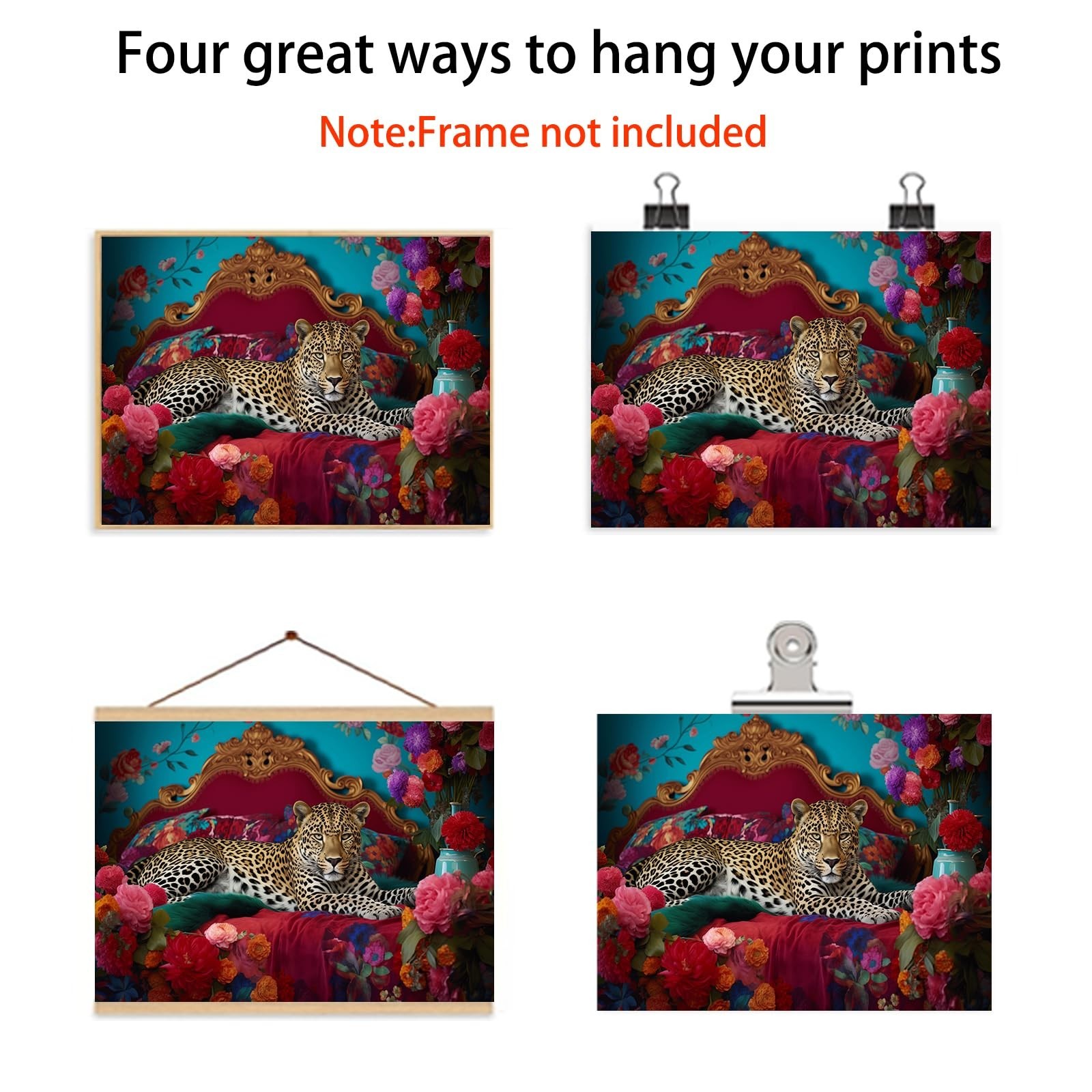 Tevenuktla Funky Leopard Wall Art Aesthetic Animal Posters Cheetah Print Canv…