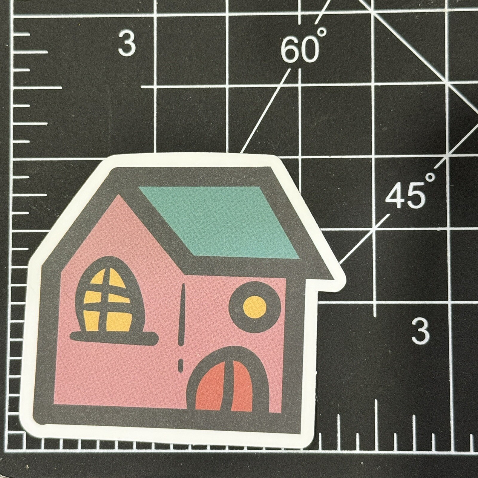 CARTOON House Pink Blue Roof Red Door Matte – Vinyl Decal Sticker Bomb Kawaii