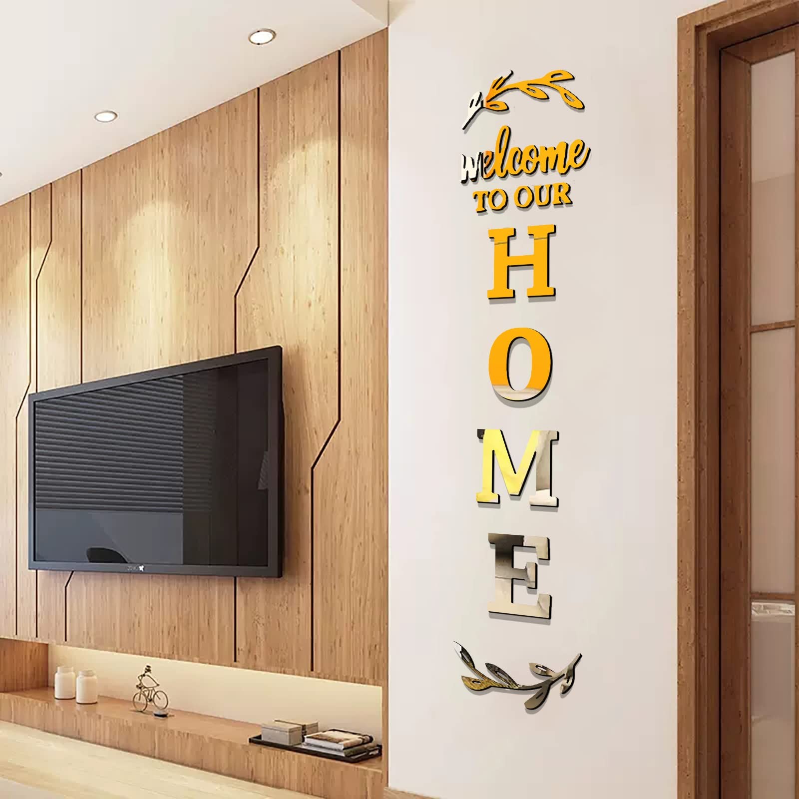 3D Acrylic Mirror Wall Decor Home Sign for Living Room Entryway, Large Self-A…