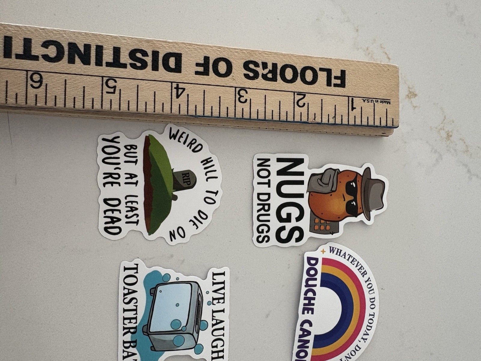 Set Of 5 Funny Quirky Sayings Stickers Rainbow Skeleton Words Quotes Sticker Lot