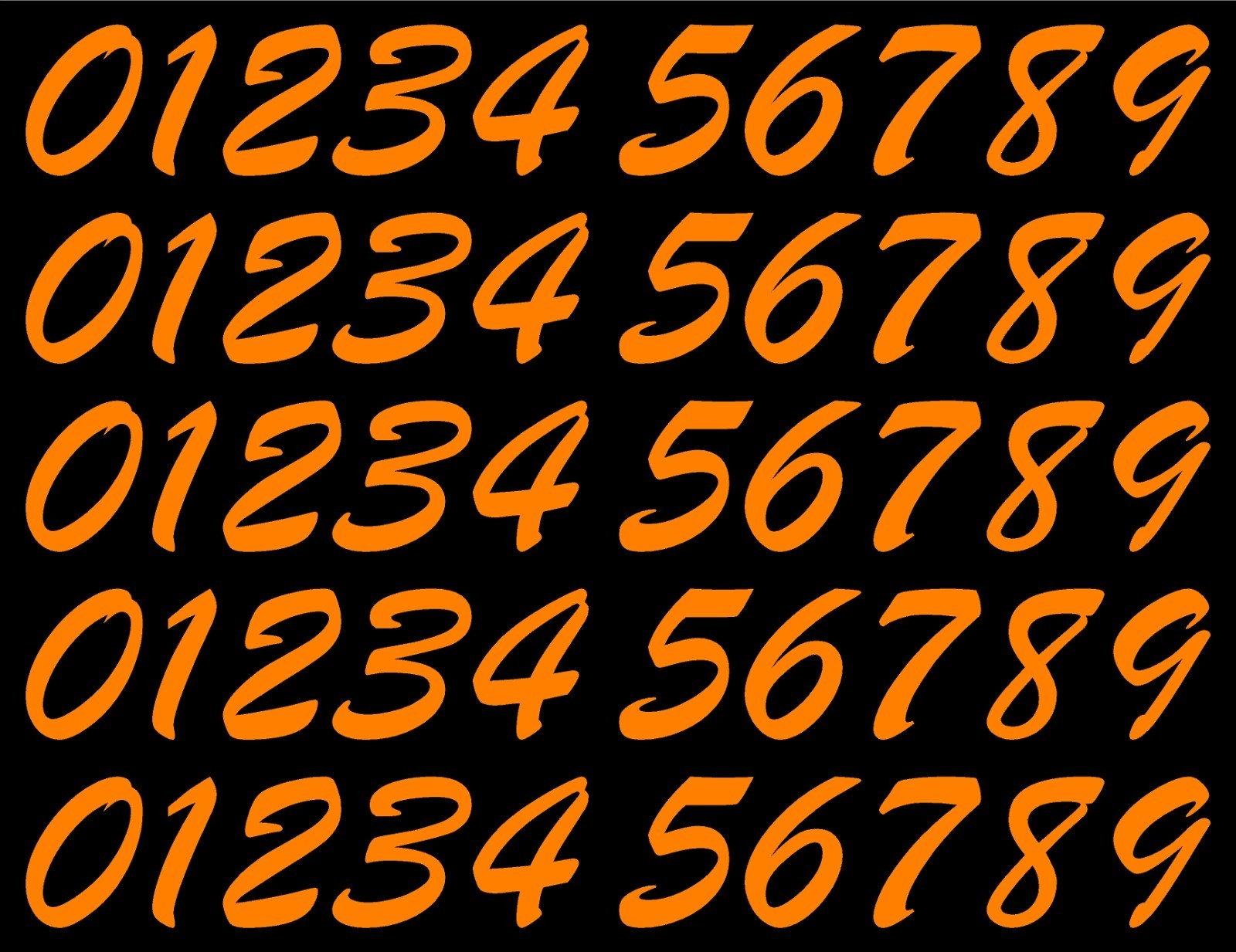 0 1 2 3 Numbers Script Die Cut Vinyl Decals Waterproof Many Colors and Sizes